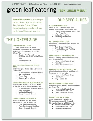 catering box lunch menu template lunch catering menus