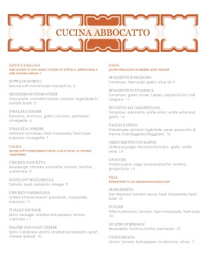 Customize Italian Kitchen Menu