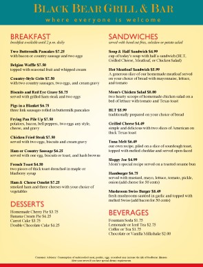 Customize Family Dinner Menu