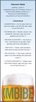 Customize Restaurant Bar Menu