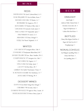 Customize Sweet Wine List