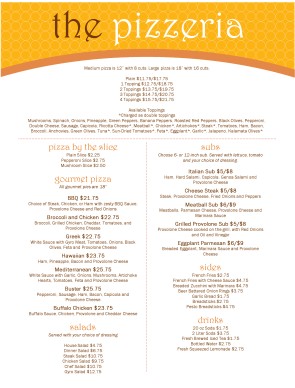 Customize Italian Pizzeria Menu