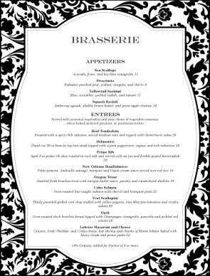 Customize Fine Restaurant Dining Menu