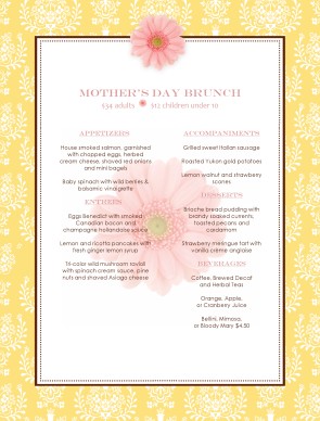Customize Mothers Day May Menu