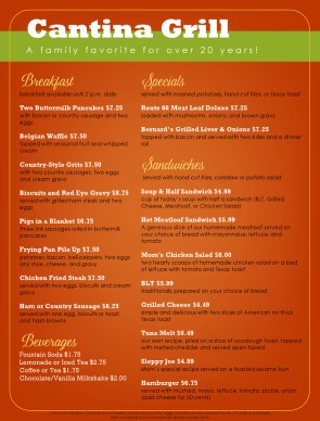 Customize Family Dining Menu