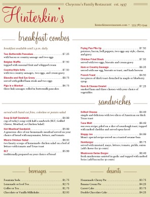 Customize Family Style Dining Menu