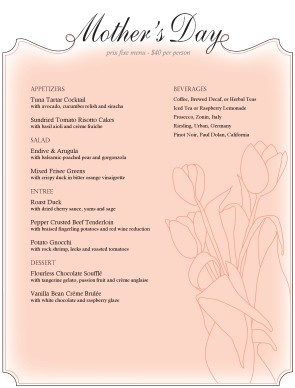 mothers day menu template