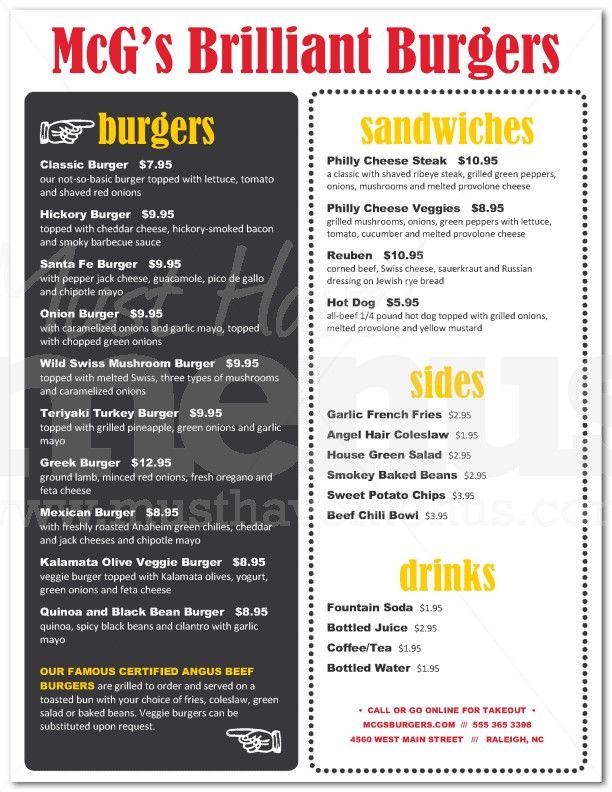 Backyard Burger Menu | page 1