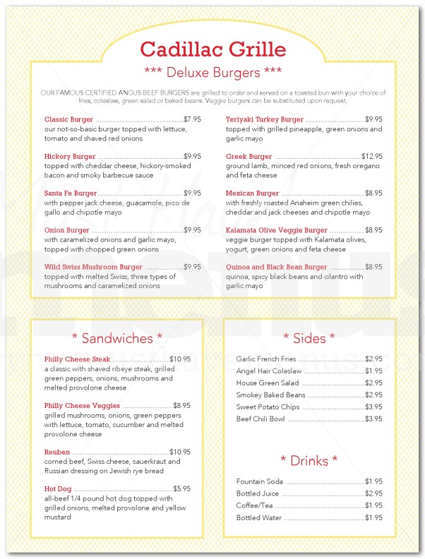 Island Burger Menu Page 1