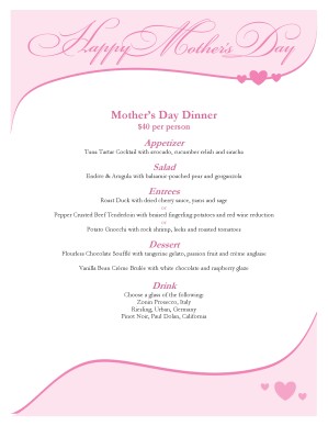 mothers day menu template