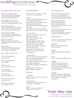 menu sample menus catering templates restaurant