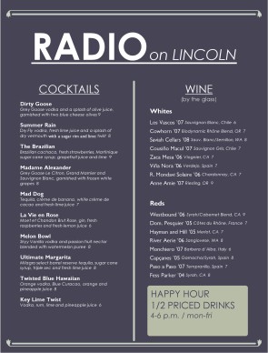 Customize Bar Drinks Menu