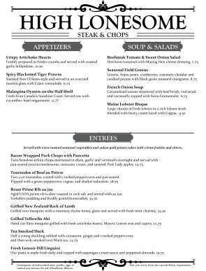 Customize Delmonico Steakhouse Menu