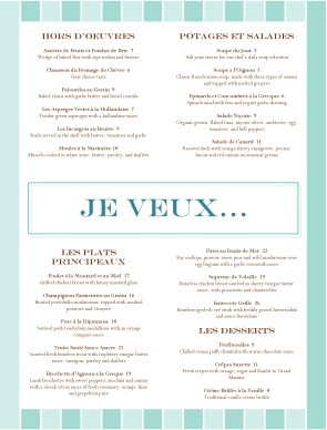 Customize French Food Restaurant Menu