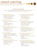 Menu for Box Lunch Catering