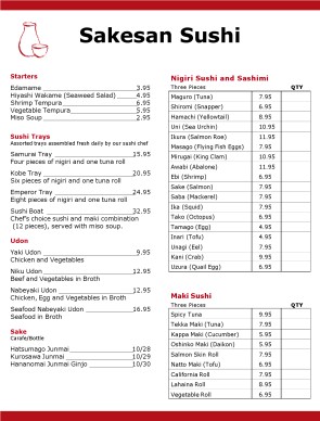 Customize Sushi Restaurant Menu