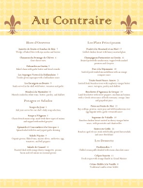 Customize French Bistro Menu