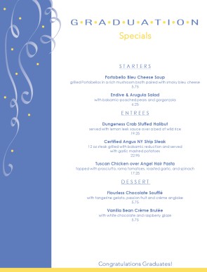 Customize Graduation Party Menu
