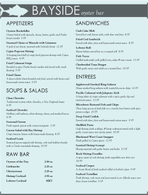 Customize Fresh Seafood Menu