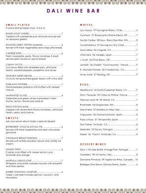 Customize Wine Bar Menu