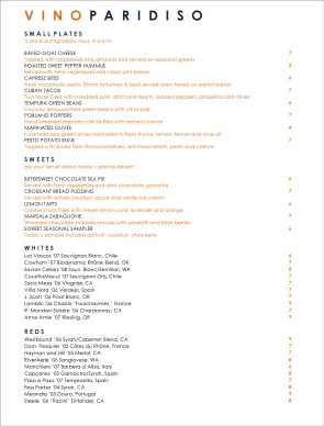 Customize Wine Bar Bistro Menu