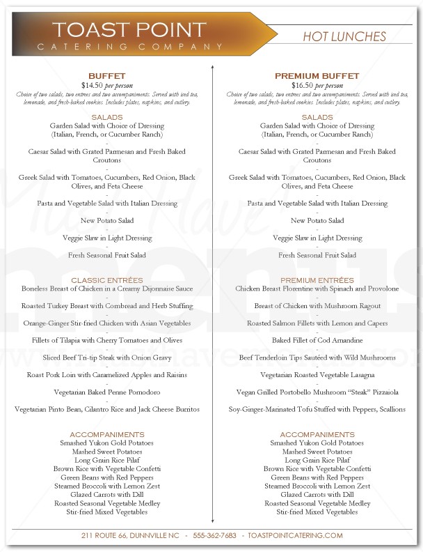 Lunch Buffet Menu Page 1