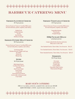 Customize Barbecue Catering Menu