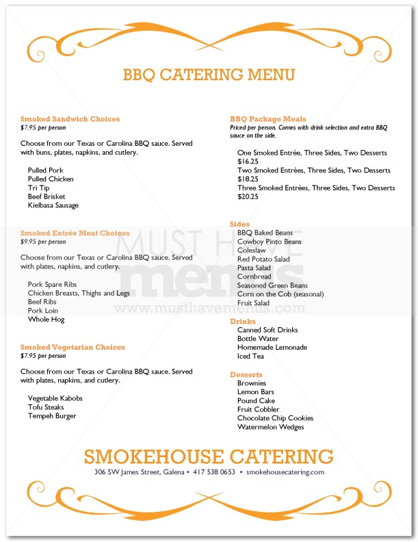 BBQ Catering Menu | page 1
