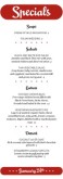 Daily Special Menu