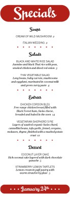 Customize Daily Special Menu