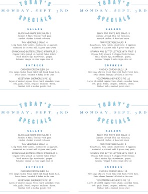 Customize Lunch Special Mini Menu