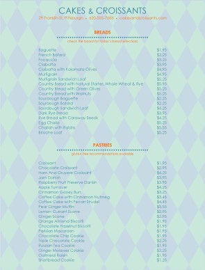 Customize Bakery Display Menu