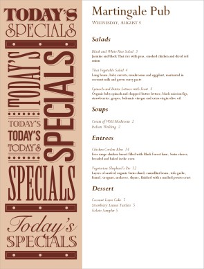 Customize Todays Special Menu