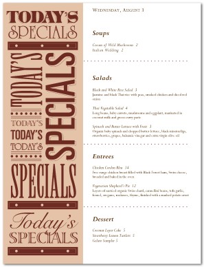 todays special menu template daily special menus