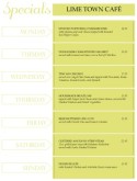 Weekly Specials Menu