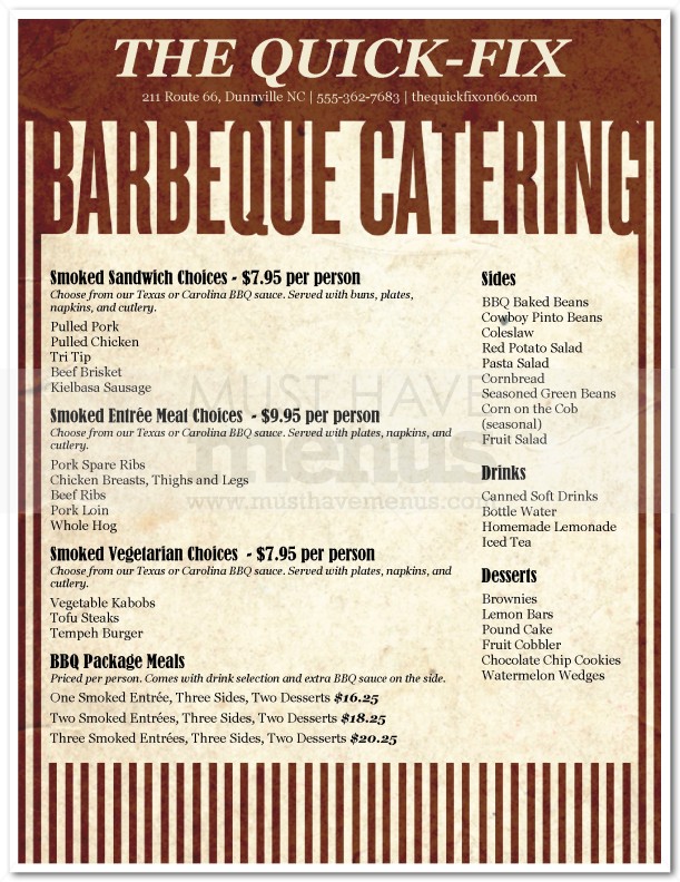 Barbeque Catering Menu | page 1