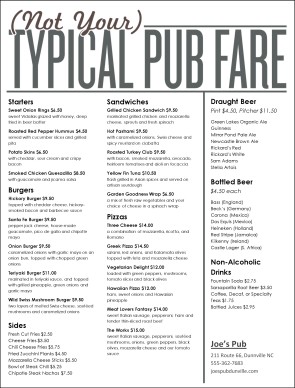 Customize Brewpub Menu