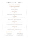 Spa Hotel Menu