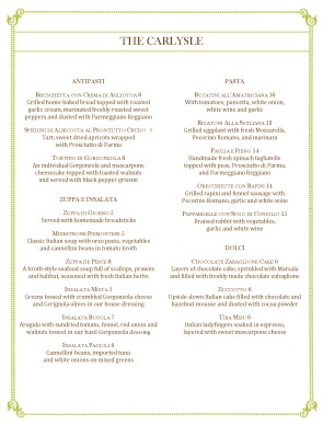 Customize Italian Fine Dining Menu