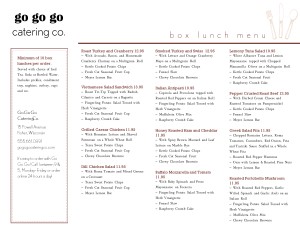 Customize Lunch Catering Menu