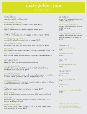 Customize Family Breakfast Menu