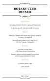Club Dinner Menu