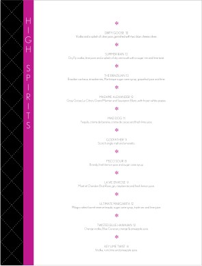 Customize Spirits Menu