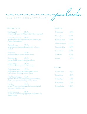 Customize Pool Grill Menu
