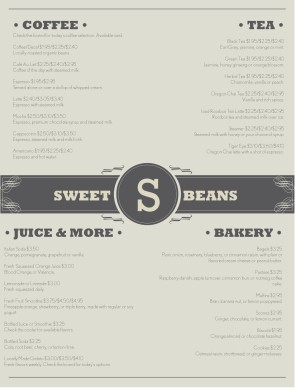 Customize Coffee Shop Menu