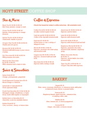 Customize Coffee Cafe Menu