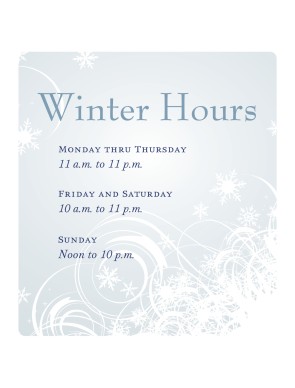 Customize Wintertime Hours Flyer
