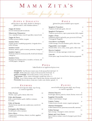 Customize Italian Cuisine Menu