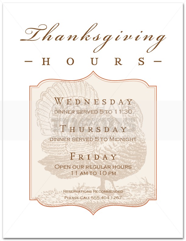 Thanksgiving Hours Template