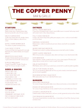 Customize Upscale Sports Bar Menu
